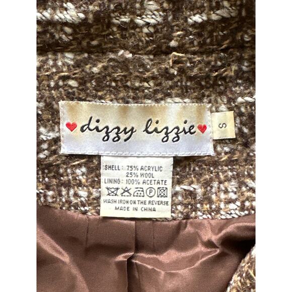 VTG Preppy Wool Blend Lined Waist Length Blazer Top S Brown Fall Trend City - Picture 9 of 13